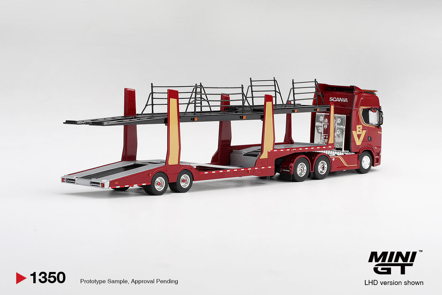 (Pre-order) Mini GT #1350 Scania 770S A6x4NA Car Transporter V8 50th Anniv. LHD