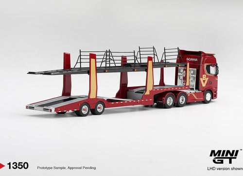 Load image into Gallery viewer, (Pre-order) Mini GT #1350 Scania 770S A6x4NA Car Transporter V8 50th Anniv. RHD
