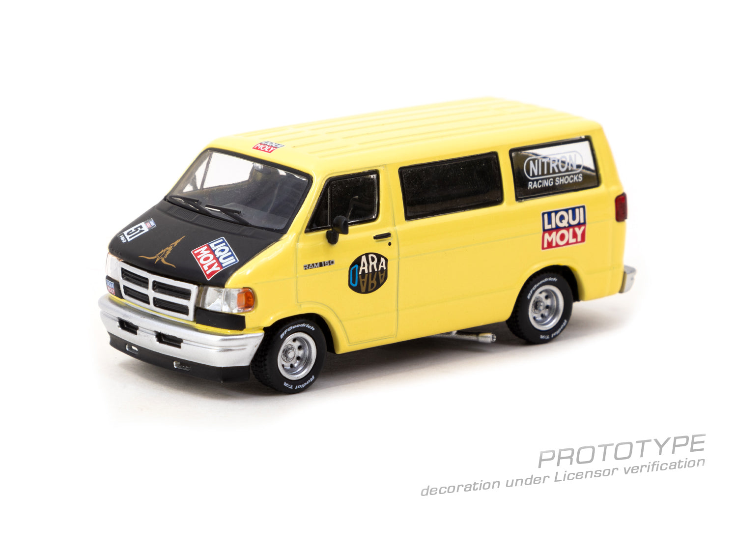 Tarmac Works 1/64 Dodge Van Yellow Diecast Model Car
