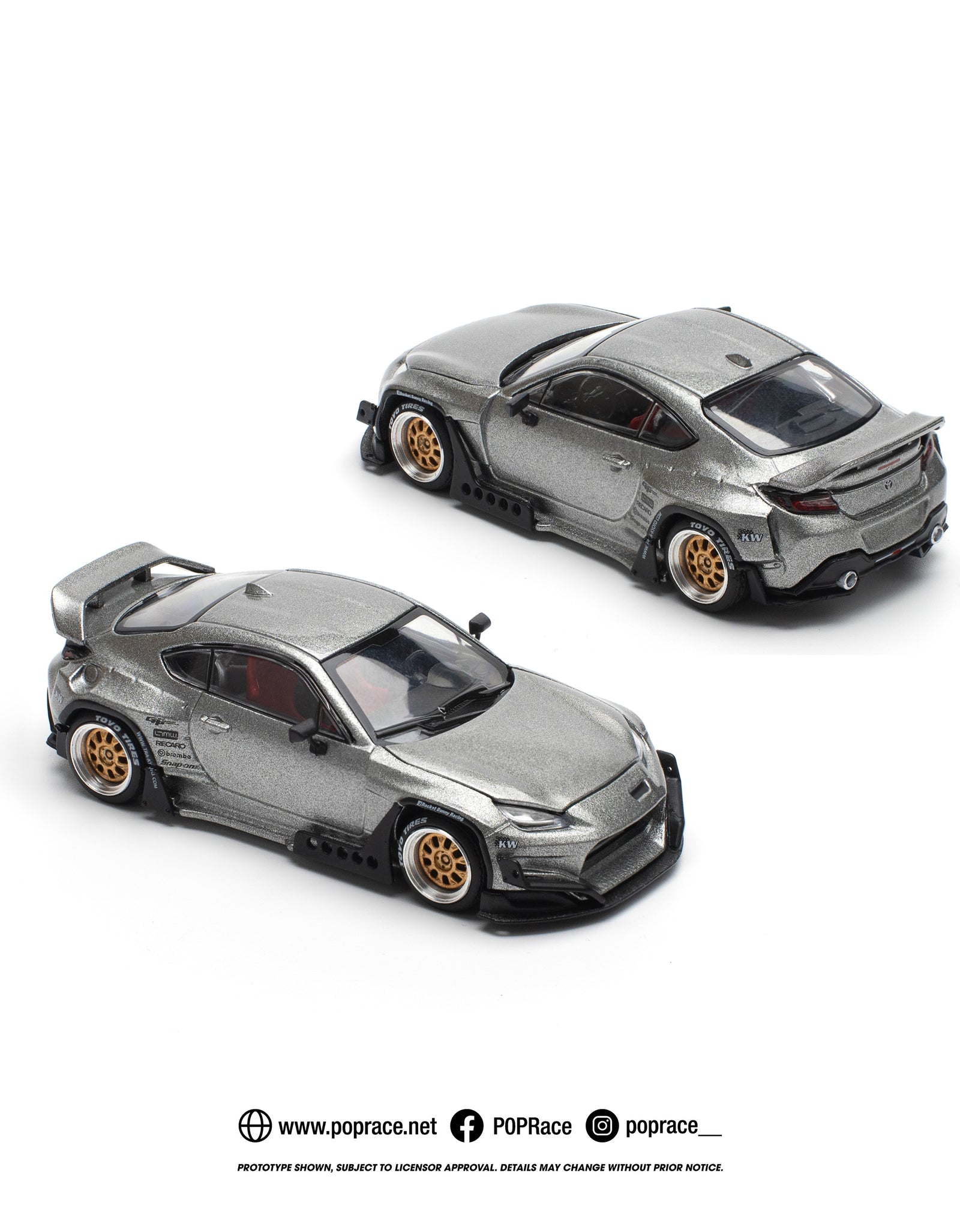 POPRACE 1/64 PANDEM GR86 - SILVER (NEW TOOLING) Model Car