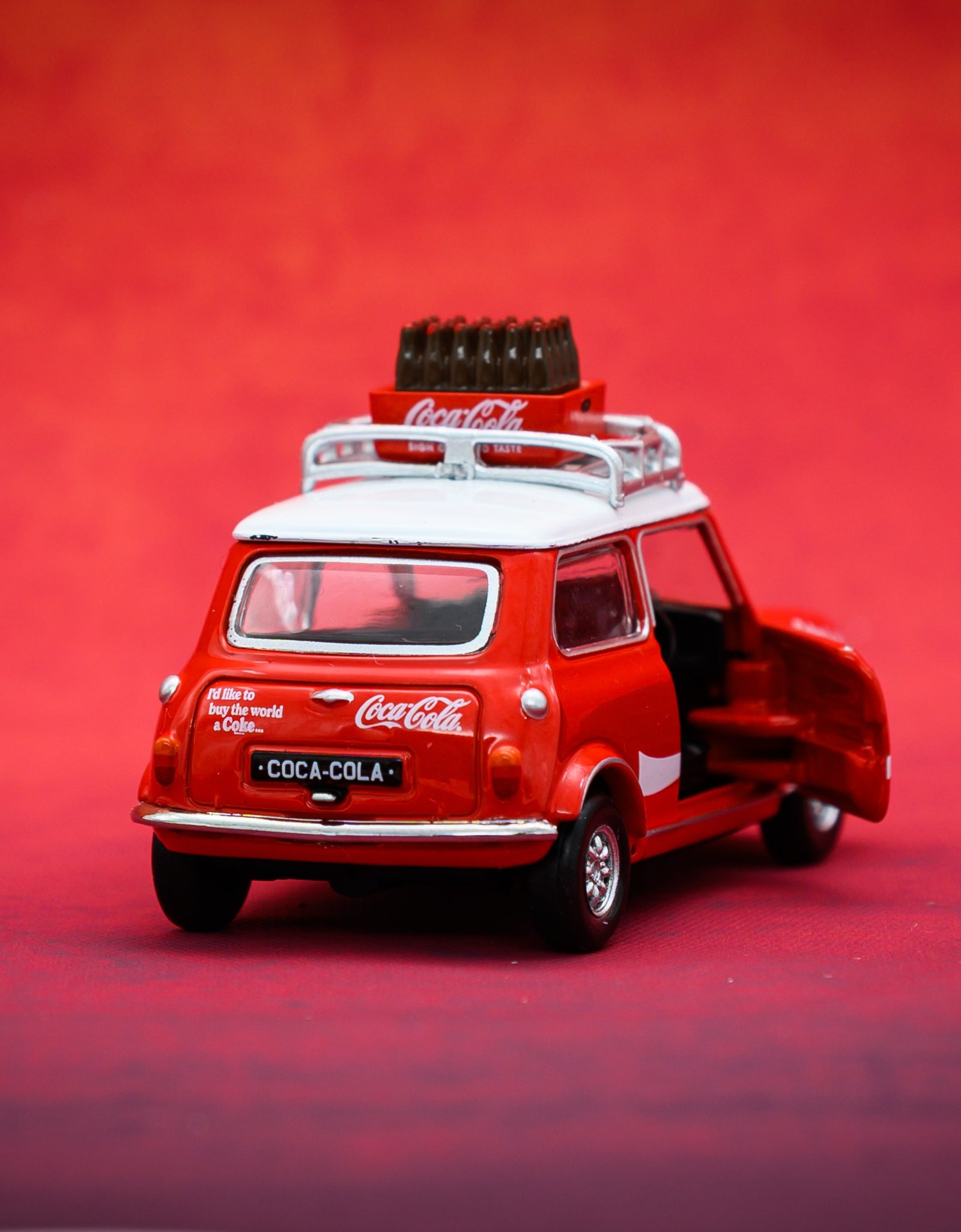 Tiny City Die-cast Model Car - Mini Cooper Mk 1 Coca-Cola (with bottle of coke)