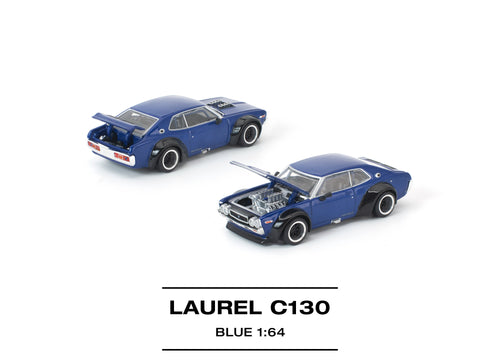 Load image into Gallery viewer, (Pre-order) POP RACE 1/64 LAUREL C130 BLUE Diecast Model Car #PR640320
