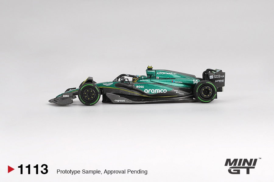 MINI GT #1113 Aston Martin AMR24 #14 Fernando Alonso 2024 F1 2024 GP