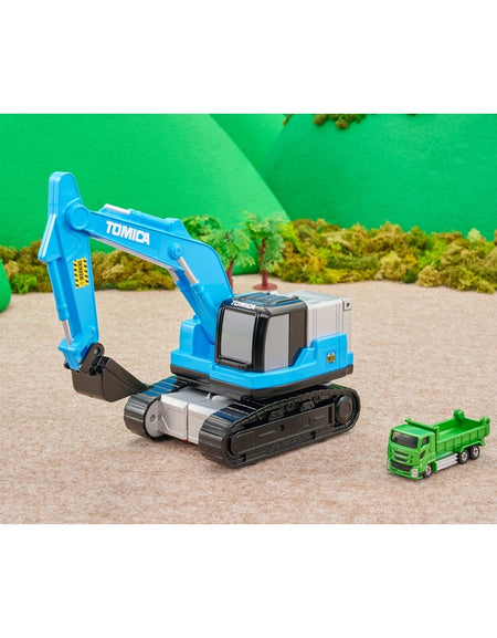 Takara Tomy Tomica World Tomica Vehicle Town Transforming Excavator w/Tomica Car