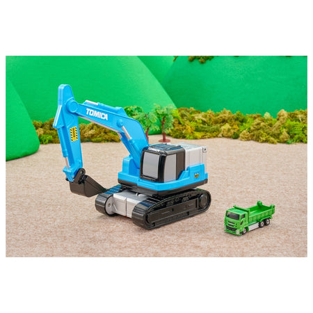 Takara Tomy Tomica World Tomica Vehicle Town Transforming Excavator w/Tomica Car