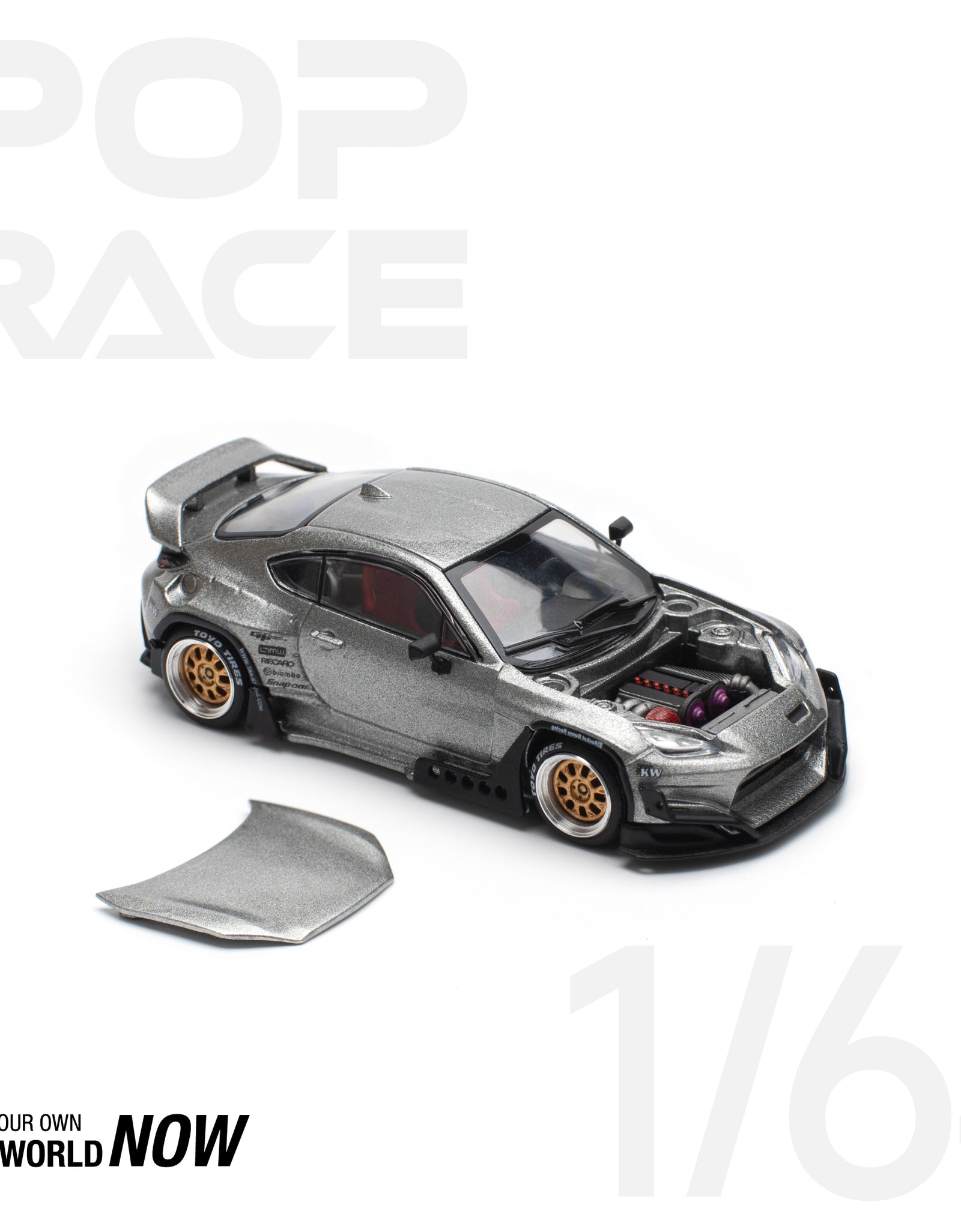POPRACE 1/64 PANDEM GR86 - SILVER (NEW TOOLING) Model Car