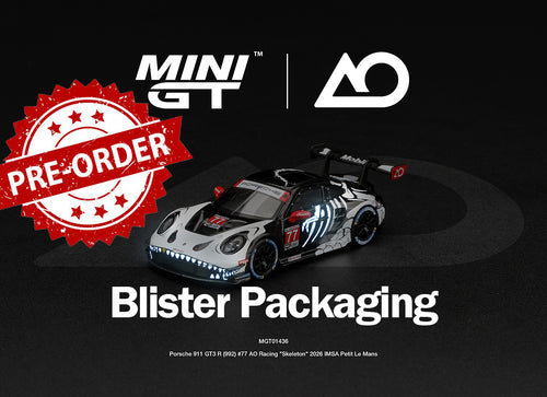 Load image into Gallery viewer, (Pre-order) Mini GT #1436 Porsche 911 GT3 R (992) #77 AO Racing Skeleton Rexy BL
