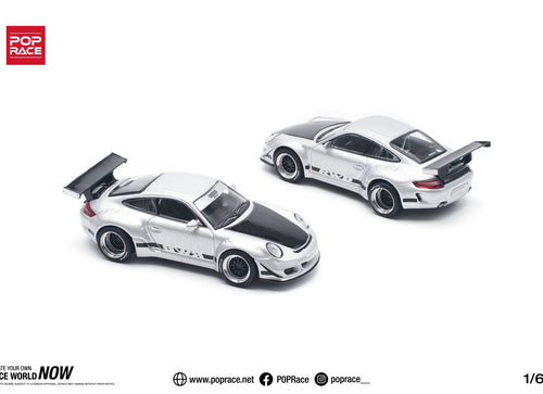 Load image into Gallery viewer, POPRACE 1/64 RWB 997 Silver Diecast Model Car
