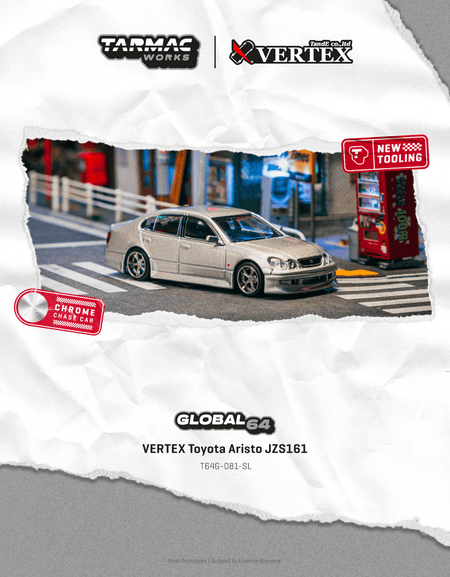 Tarmac Works 1/64 VERTEX Toyota Aristo JZS161 Silver Model Car