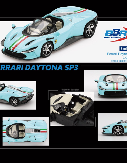 Load image into Gallery viewer, BBR 1/64 Ferrari Daytona SP3 Light Blue Diecast Model Car
