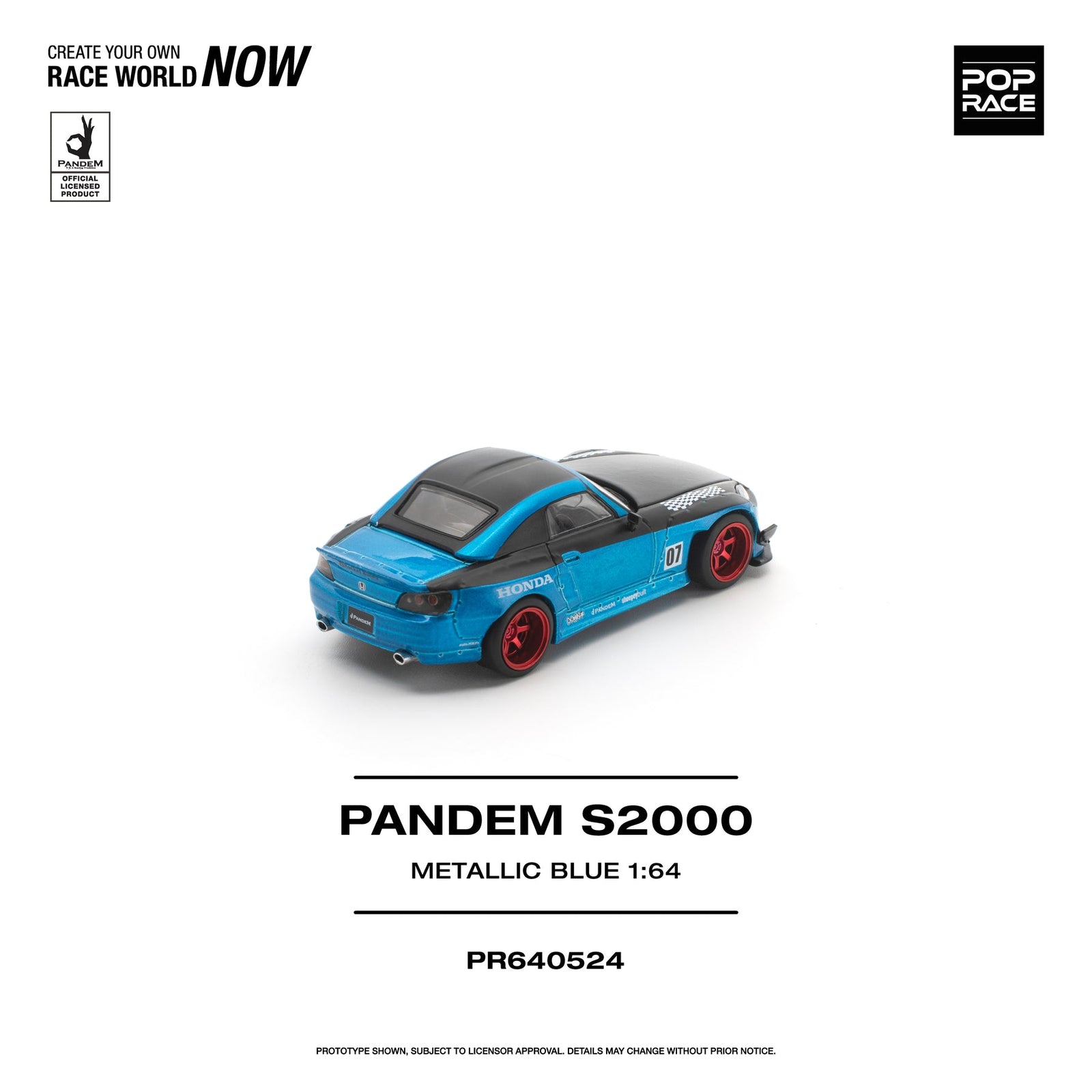 (Pre-order) POP RACE 1/64 PANDEM S2000 METALLIC BLUE Diecast Model Car