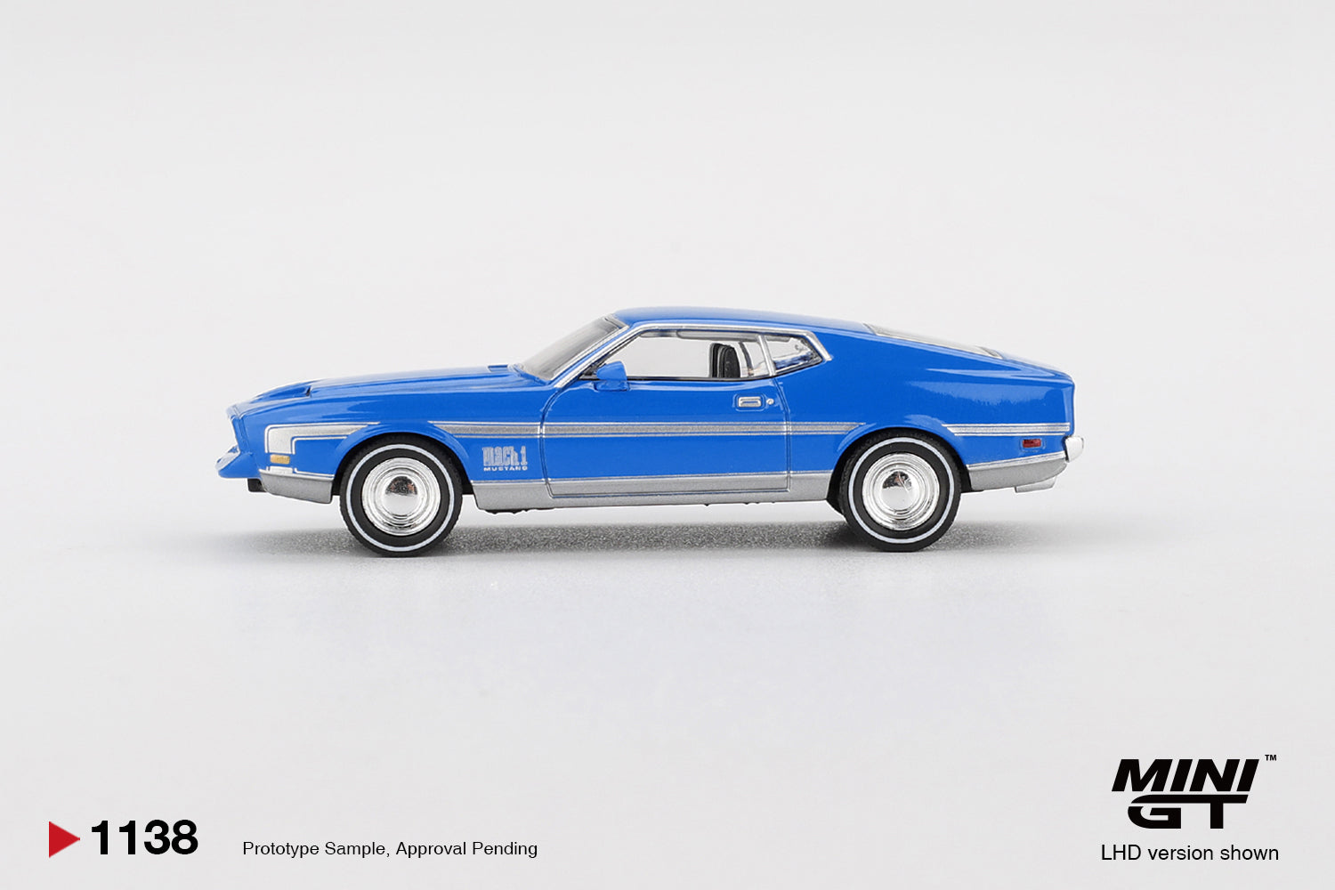 MINI GT #1138 Ford Mustang Mach 1 Grabber Blue Diecast Model Car
