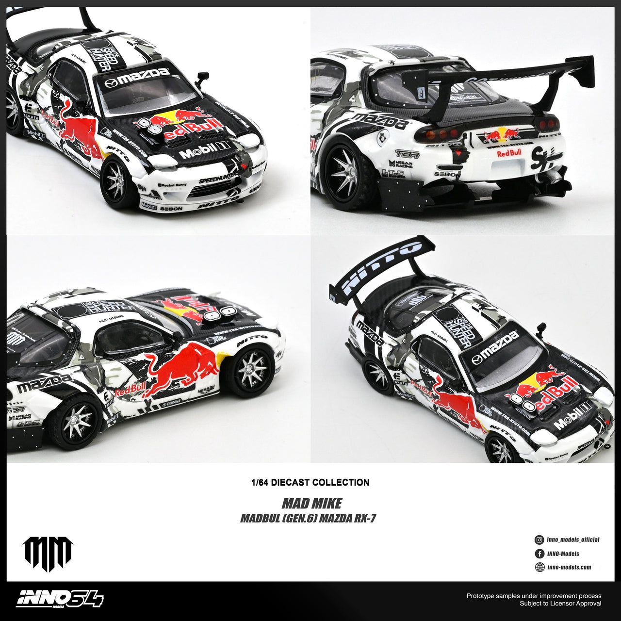 (Pre-order) INNO64 1/64 MAZDA RX-7 MAD MIKE "MADBUL Gen6" Diecast Model Car