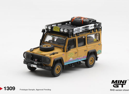 Load image into Gallery viewer, (Pre-order) Mini GT #1309 Land Rover Defender 110 1998 Camel Trophy CT.10 USA
