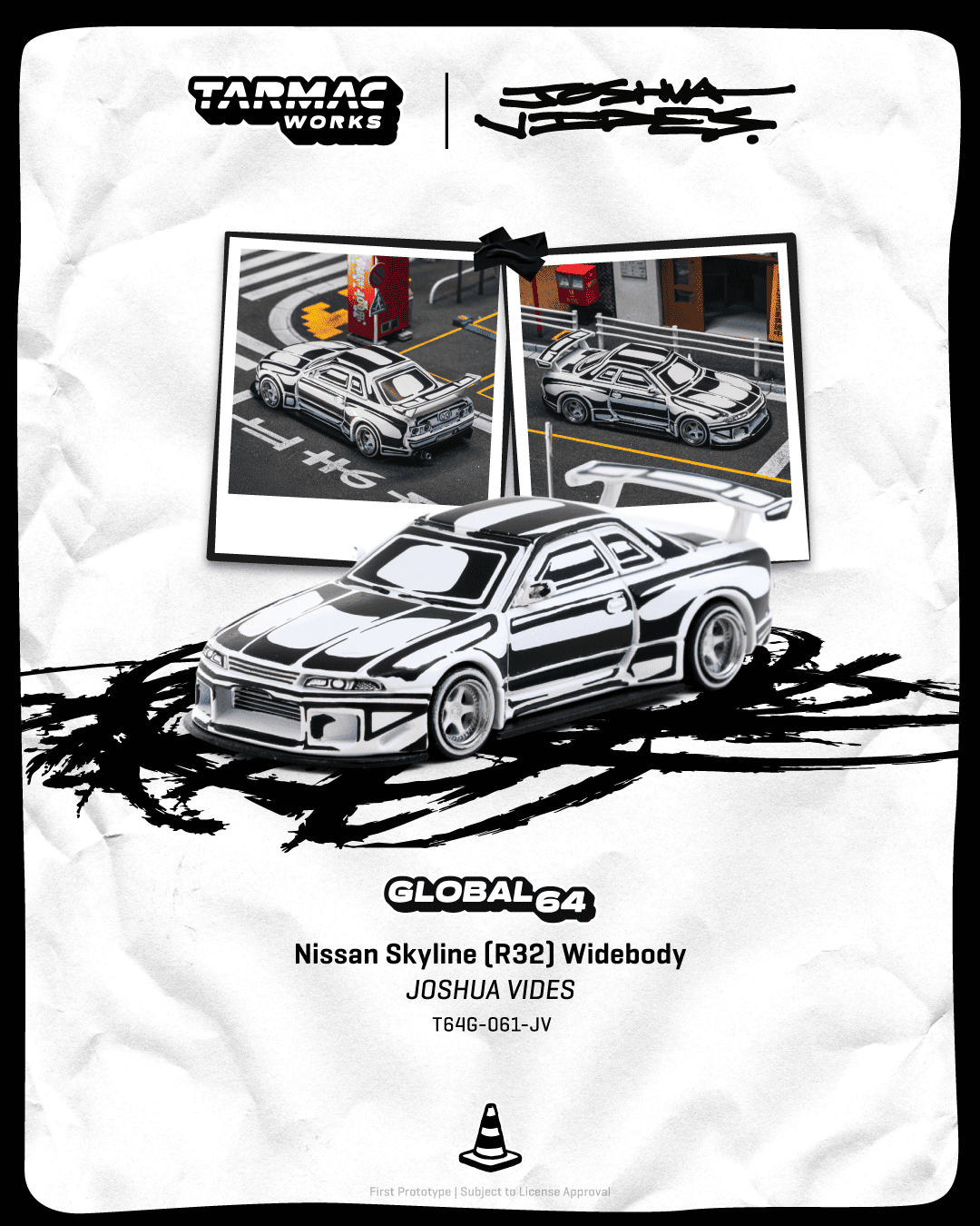 (Pre-order) Tarmac Works 1/64  Nissan Skyline (R32) Widebody Diecast Model Car