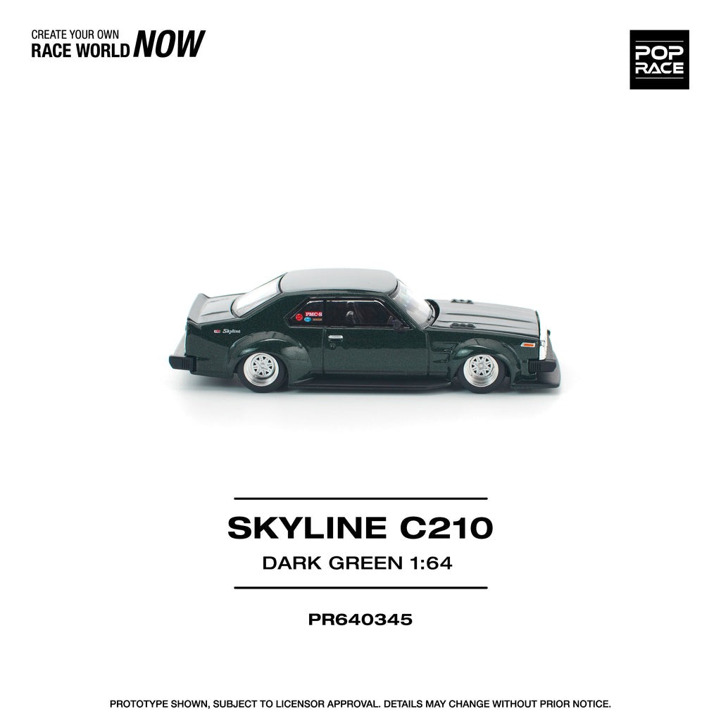 (Pre-order) POPRACE 1/64 SKYLINE C210 DARK GREEN NEW TOOLING Diecast Model Car