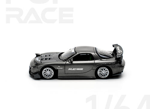 Load image into Gallery viewer, POPRACE 1/64 MAZDA RX7 RE-AMEMIYA - GUN METAL Model Car
