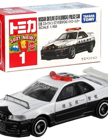 Takara Tomy Tomica Die-cast Model Car No001 - Nissan GT-R (BNR34) Patrol Car