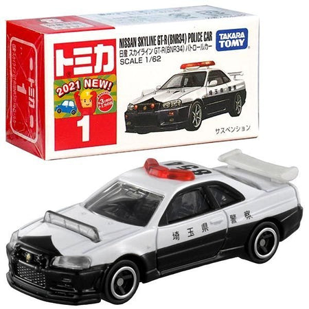 Takara Tomy Tomica Die-cast Model Car No001 - Nissan GT-R (BNR34) Patrol Car