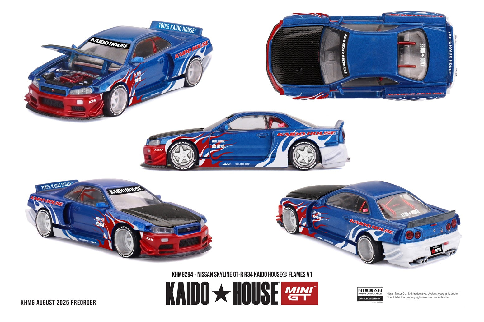 (Pre-order) Mini GT x Kaido House #294 Nissan Skyline GT-R R34 Flames V1