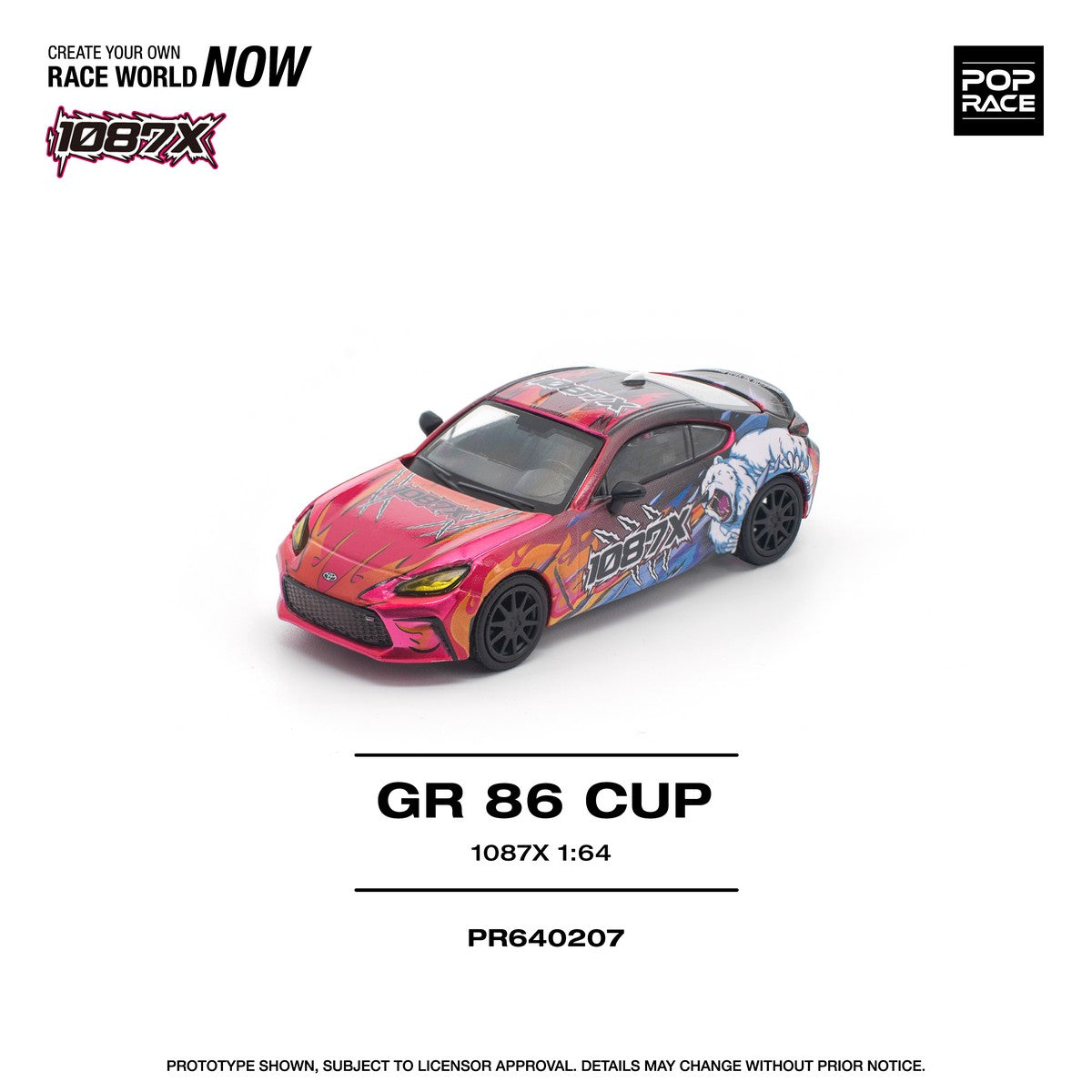 POPRACE 1/64 1087X GR86 CUP Diecast Model Car