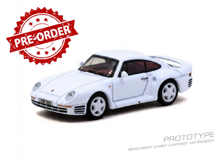 (Pre-order) Tarmac Works 1/64 Porsche 959 White Model Car + Trading Cards Set