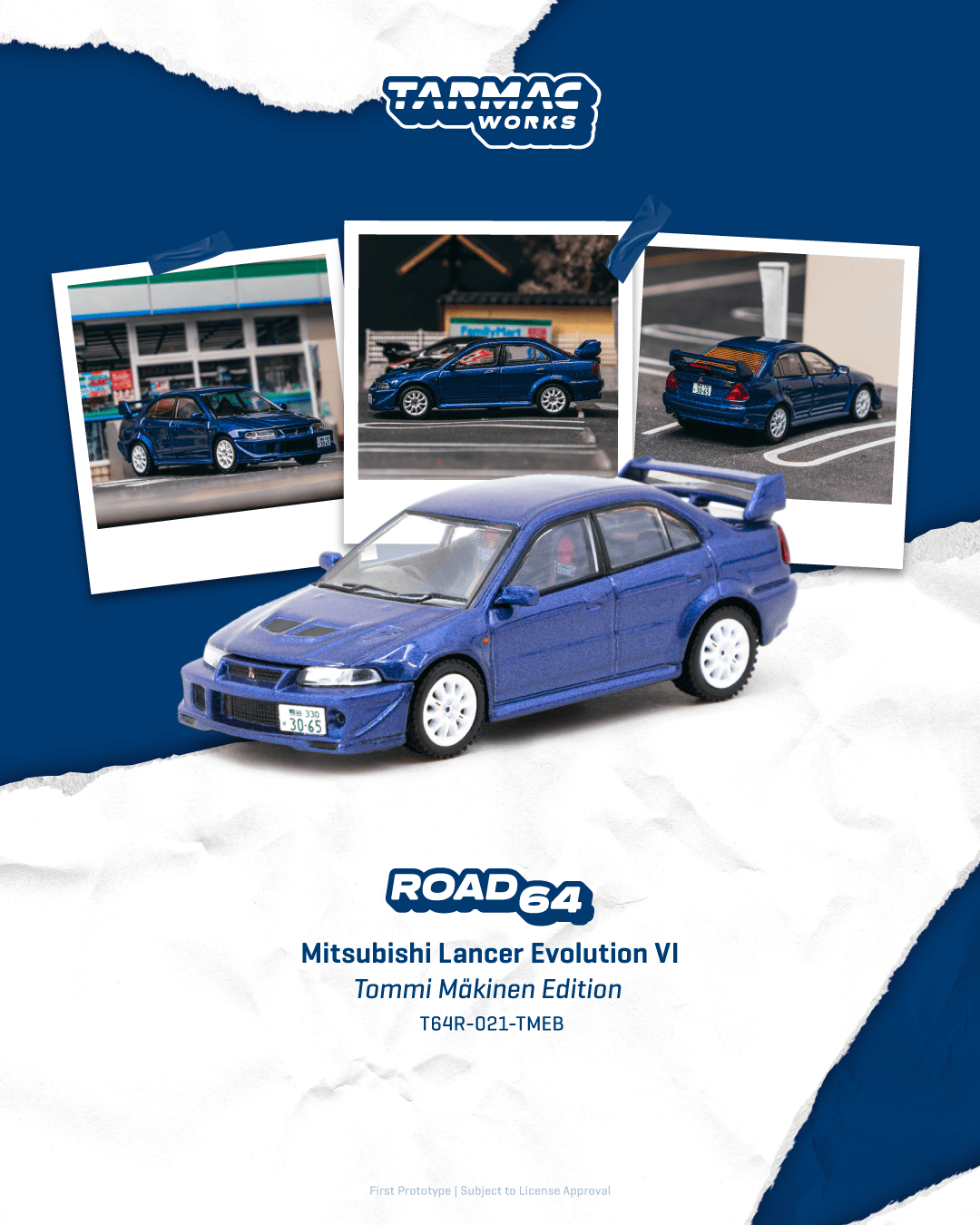 Tarmac Works 1/64 Mitsubishi Lancer Evolution VI  Tommi Mäkinen Ed,