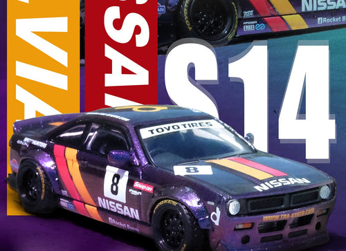Load image into Gallery viewer, INNO64 model 1/64 Nissan silvia (s14) boss "rocket bunny" purple
