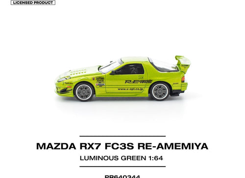 Load image into Gallery viewer, (Pre-order) POPRACE 1/64 MAZDA RX7 FC3S RE-AMEMIYA LUMINOUS GREEN Diecast Car
