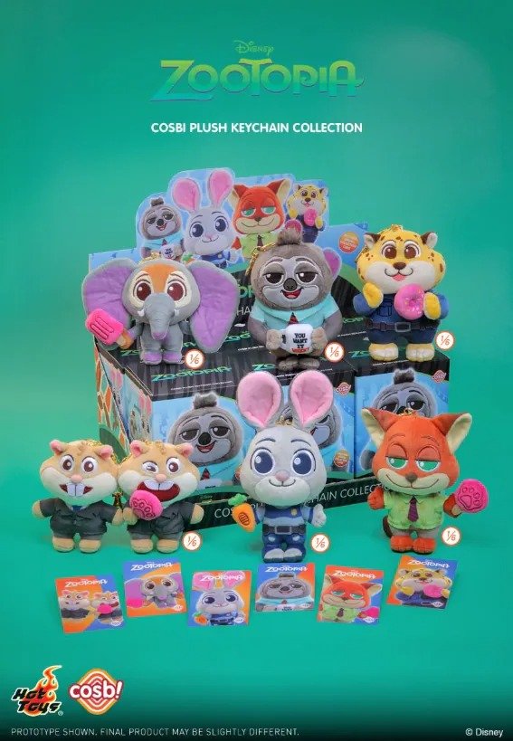 Hot Toys Disney Zootopia 2 Series Cosbi Plush Keychain Collection Set of 6