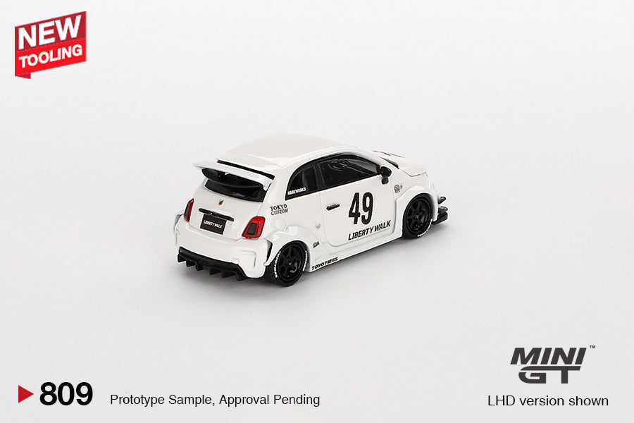 Mini GT #809 1/64 LB-WORKS x Abas Works ABARTH 595 Gara White Model
