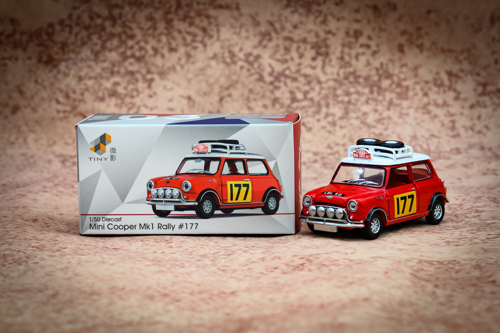 TINY Hong Kong #177 Mini Cooper Rally Red Mk1 Scale 1:50 Diecast Mini  Car
