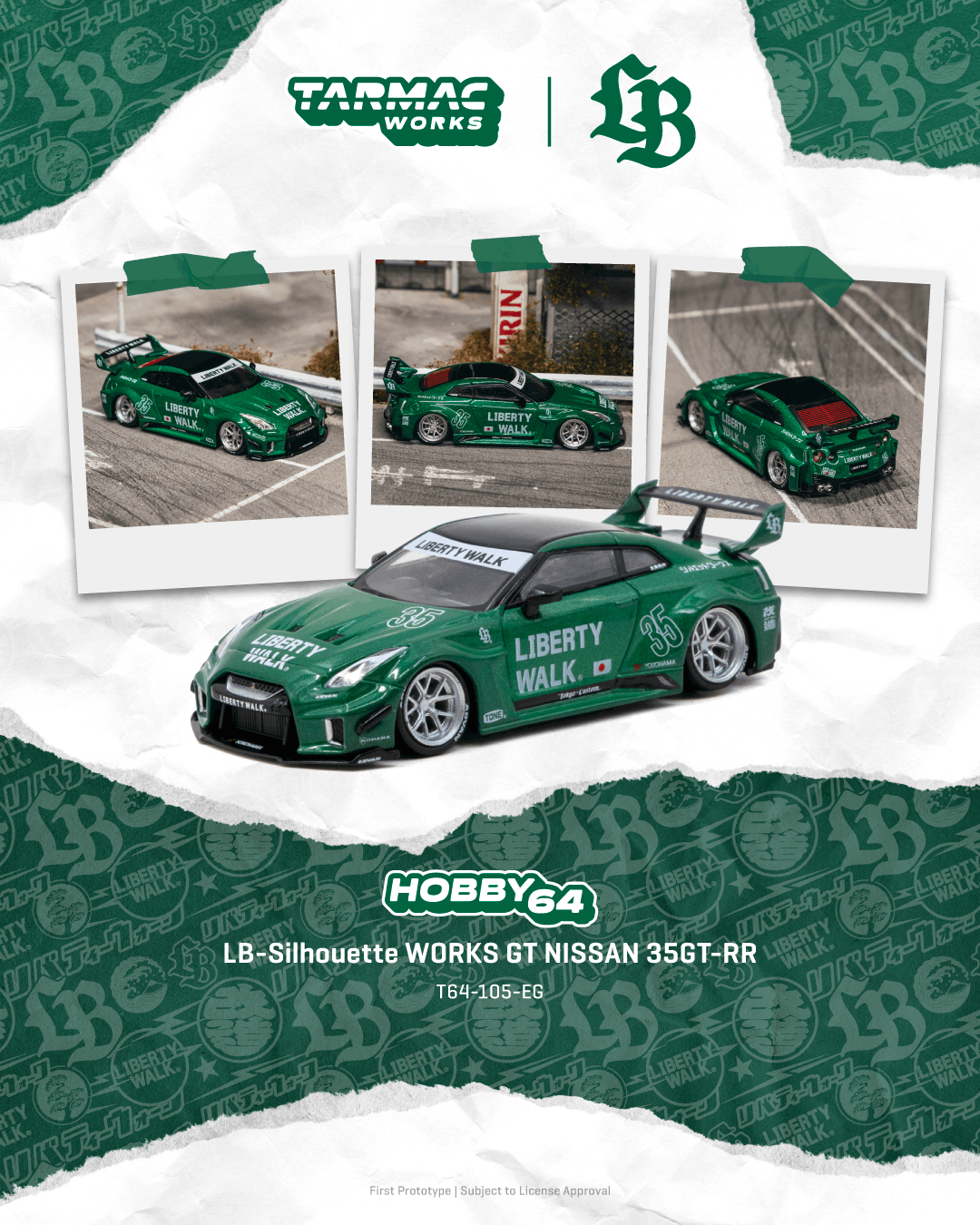 (Pre-order) Tarmac Works 1/64 LB-Silhouette WORKS GT NISSAN 35GT-RR EmeraldGreen
