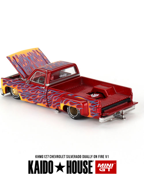 Load image into Gallery viewer, Mini GT x Kaido House 1/64 Chevrolet Silverado Dually on Fire V1

