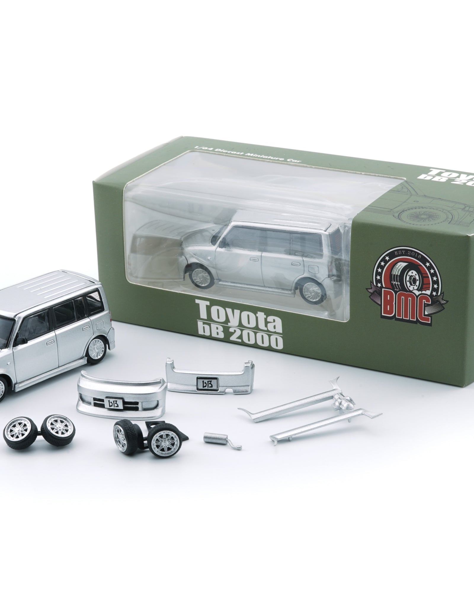 BMC 1/64 Toyota 2000 bB Silver (RHD) Diecast Model Car