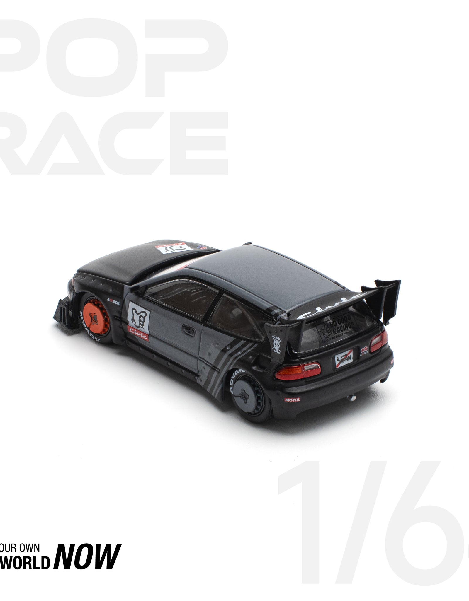 POPRACE 1/64 PANDEM CIVIC EG6 "KANJOZOKU" Diecast Model Car