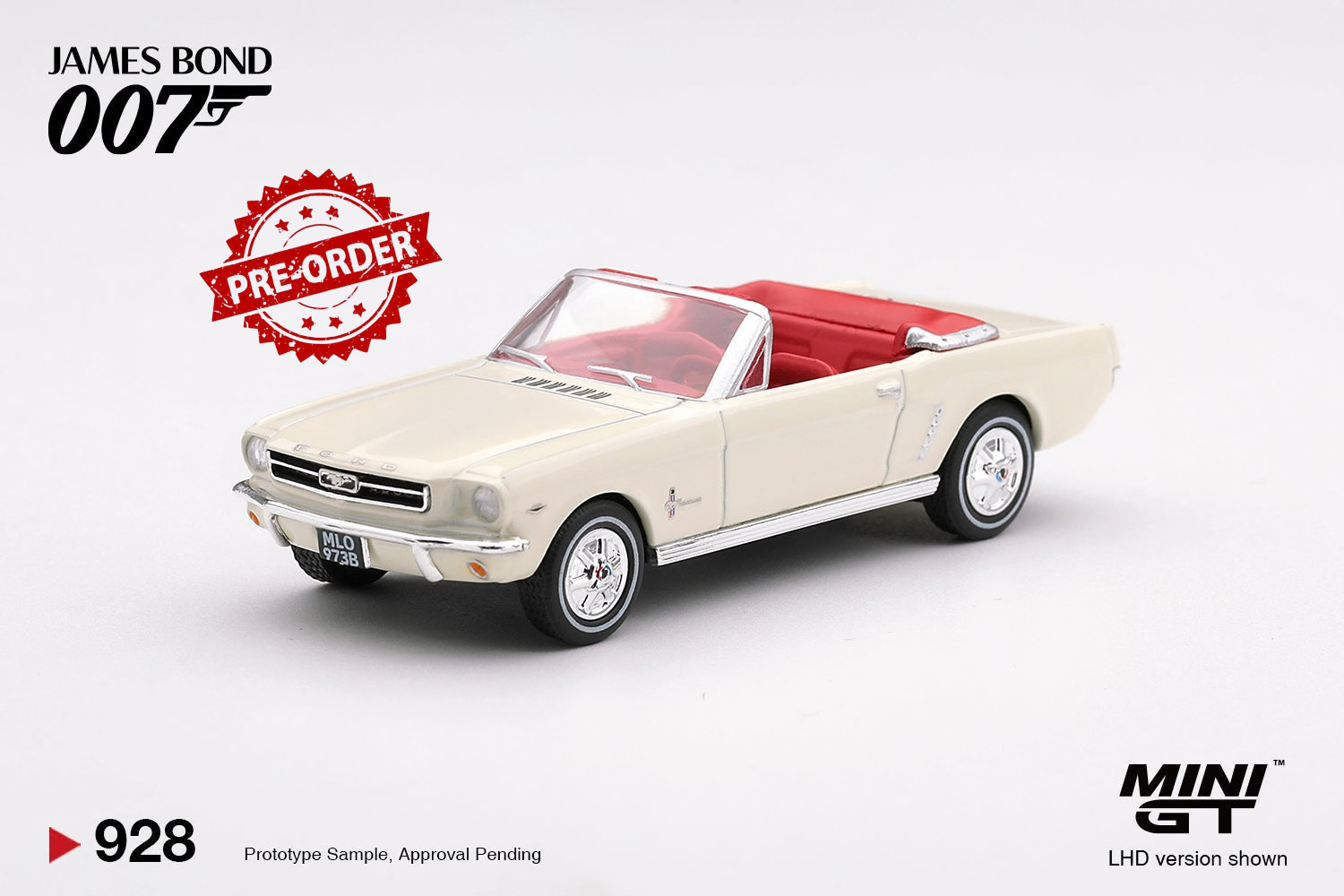 (Pre-order) Mini GT #928 007 Ford Mustang convertible 1964  “Goldfinger” Car