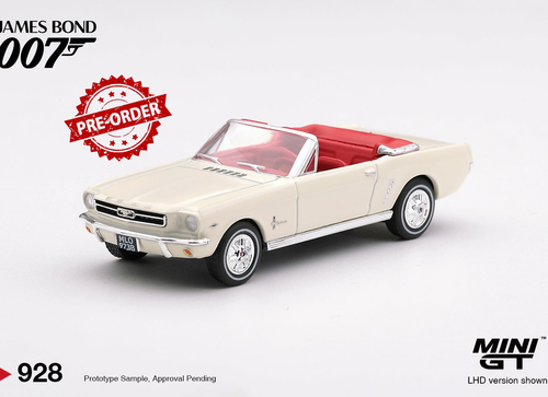 Load image into Gallery viewer, (Pre-order) Mini GT #928 007 Ford Mustang convertible 1964  “Goldfinger” Car
