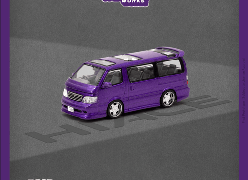 Load image into Gallery viewer, Tarmac Works Diecast Car 1/64 Toyota Hiace Wagon Custom Purple
