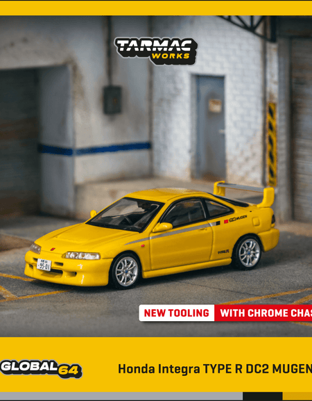 Tarmac Works 1/64 Honda Integra TYPE R DC2 MUGEN Sunlight Yellow