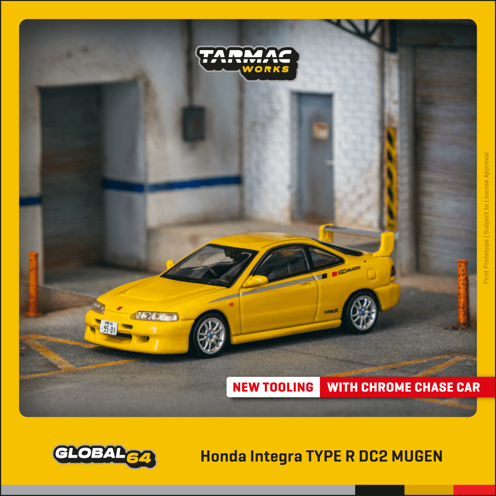 Tarmac Works 1/64 Honda Integra TYPE R DC2 MUGEN Sunlight Yellow