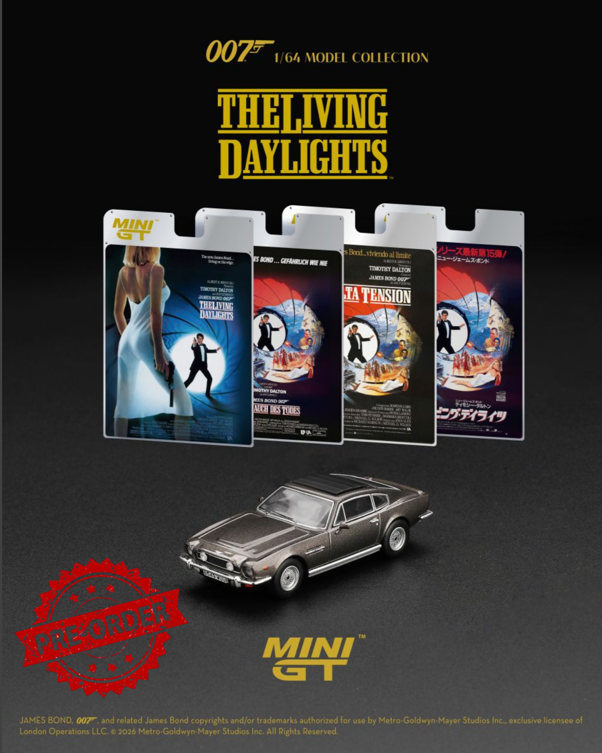 (Pre-order) Mini GT #922 Aston Martin V8 Vantage The Living Daylights 007 Model
