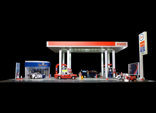 Load image into Gallery viewer, Tiny City Hong Kong Bd30 1/64 ESSO Gas Station Petrol Model Diorama
