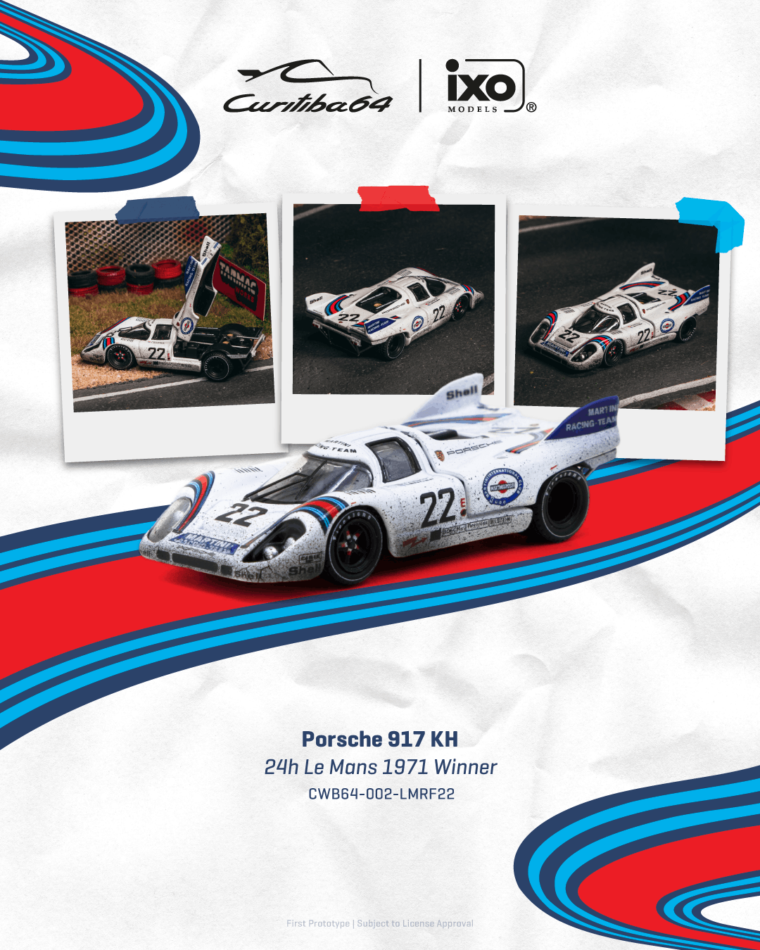(Pre-order) Tarmac Works Porsche 917 KH 24h Le Mans 1971 Winner #22 Race finish