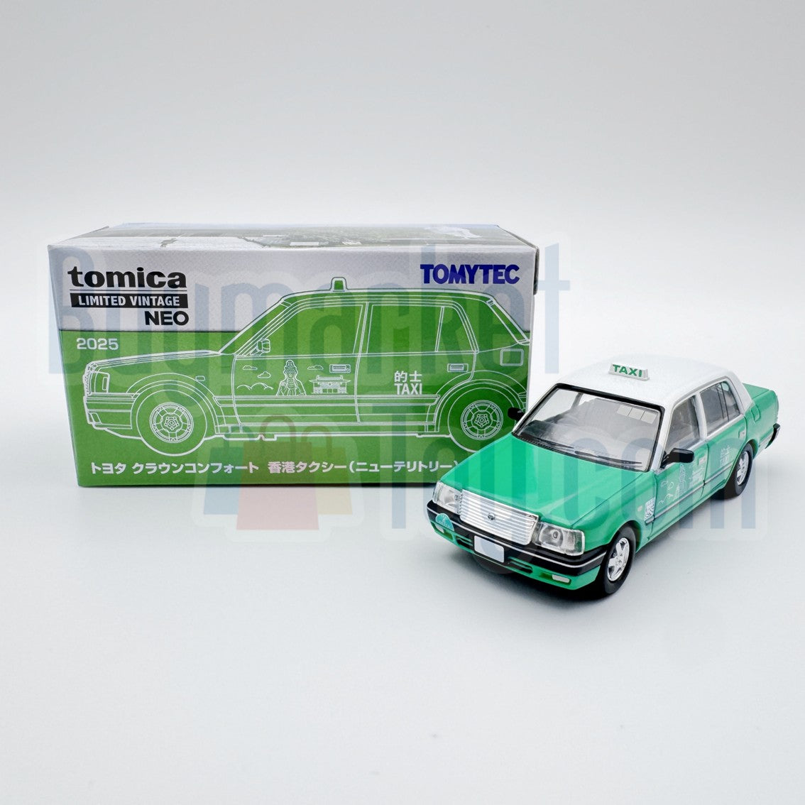 Takara Tomy Tomytec Limited Vintage NEO Toyota Crown Comfort HK Taxi Green