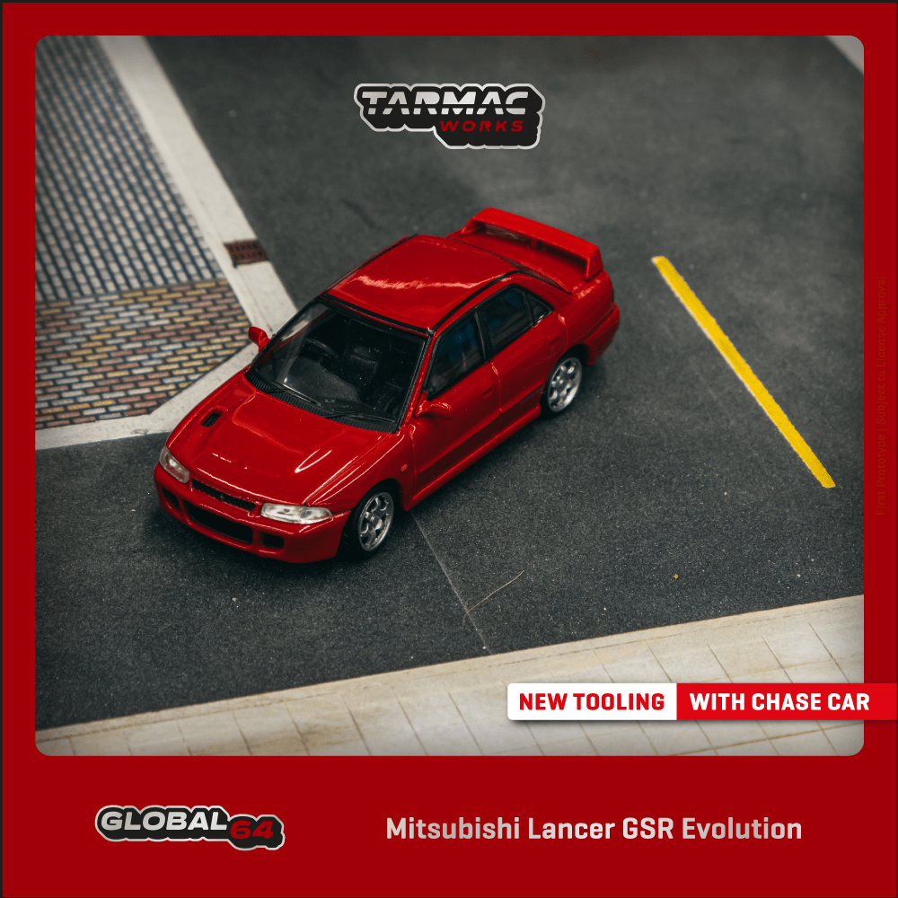 Tarmac Works 1/64 Mitsubishi Lancer GSR Evolution Red Diecast Model