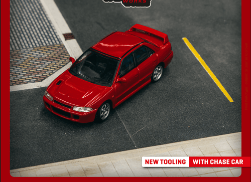 Load image into Gallery viewer, Tarmac Works 1/64 Mitsubishi Lancer GSR Evolution Red Diecast Model
