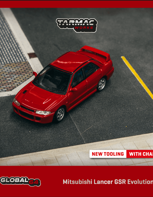 Load image into Gallery viewer, Tarmac Works 1/64 Mitsubishi Lancer GSR Evolution Red Diecast Model
