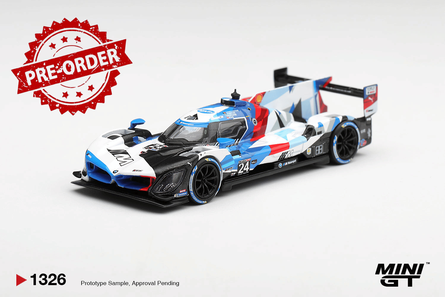 (Pre-order) Mini GT 1/64 #1326 BMW M Hybrid V8 GTP #24 BMW M Team RLL 2024 24 Hr