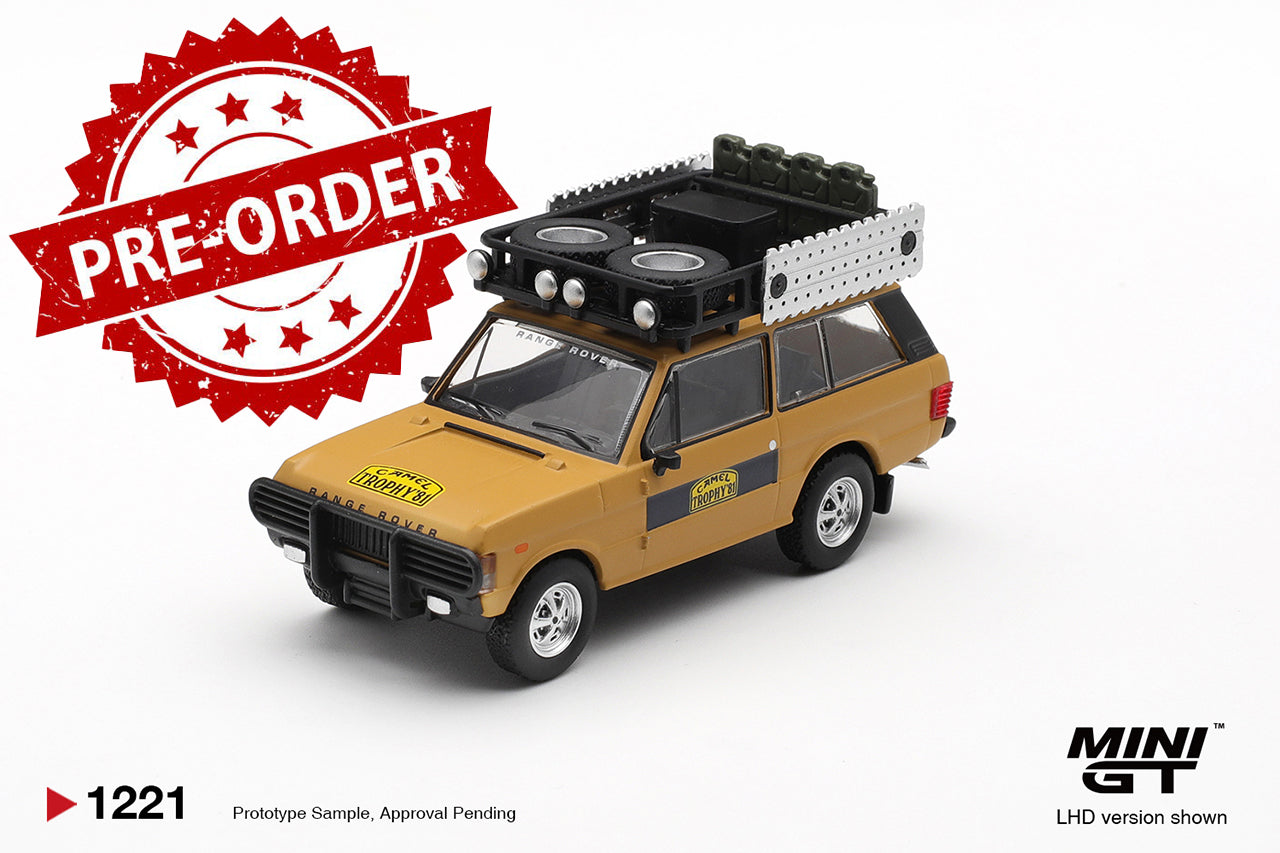 (Pre-order) MINI GT #1221 Range Rover 1981 Camel Trophy Sumatra K.Stoppa & A.Val